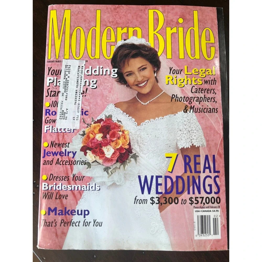 Vintage 90s MODERN BRIDE Magazine Feb/Mar 1995 Wedding Dresses Fashion Trends